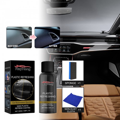 Rayhong Car Plastic Refurbishment Agent, Car Motorcycle Plastic Body Dashboard Refurbishment Polish 50ml